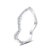 Wave Shape with CZ Crystal Silver Ring NSR-4074